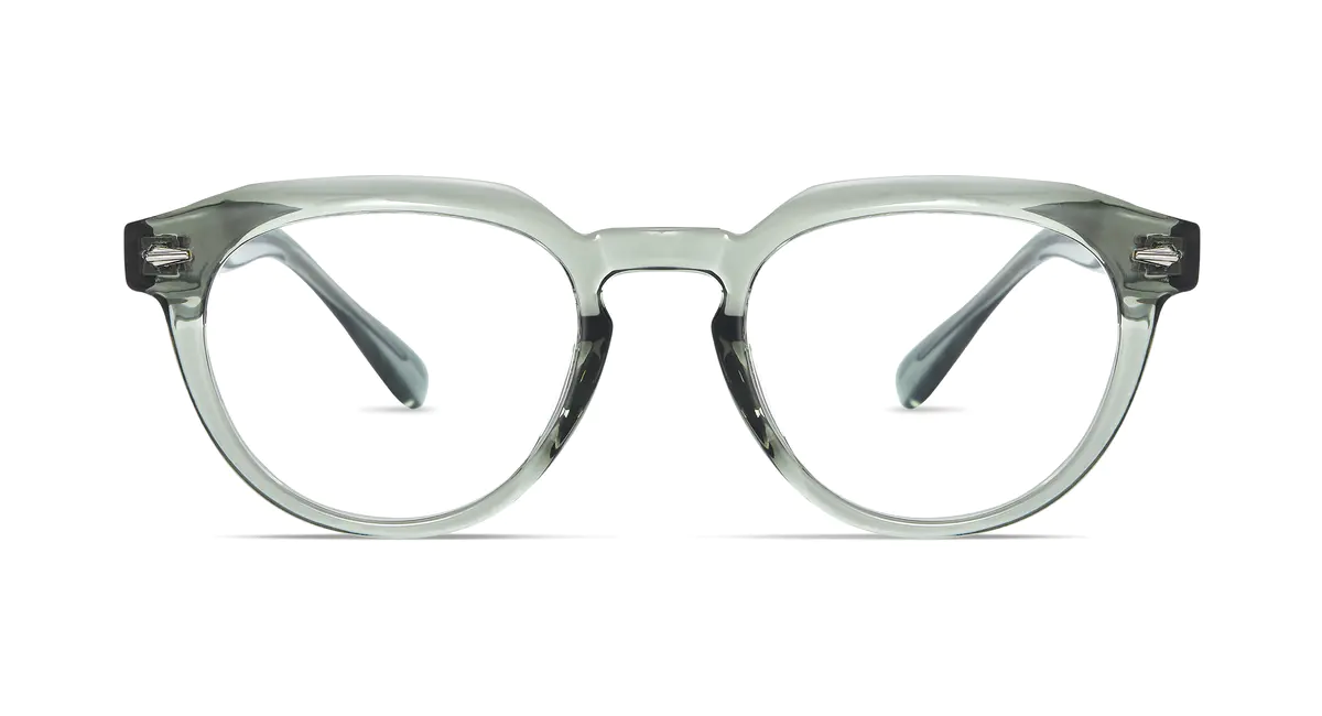 Oval Transparent Green Eyeglasses