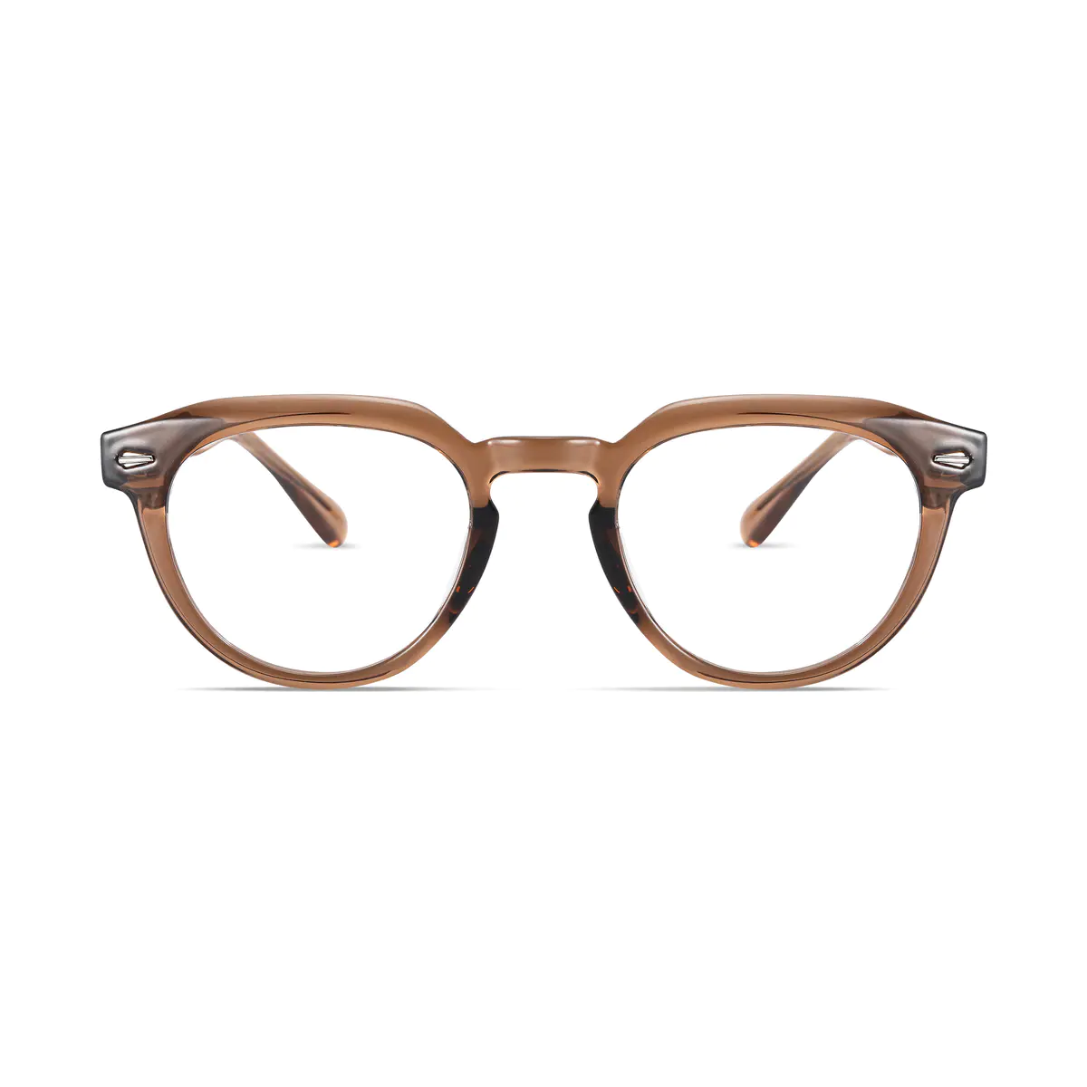 Oval Transparent Brown Eyeglasses