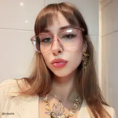 Oval Transparent Pink Eyeglasses
