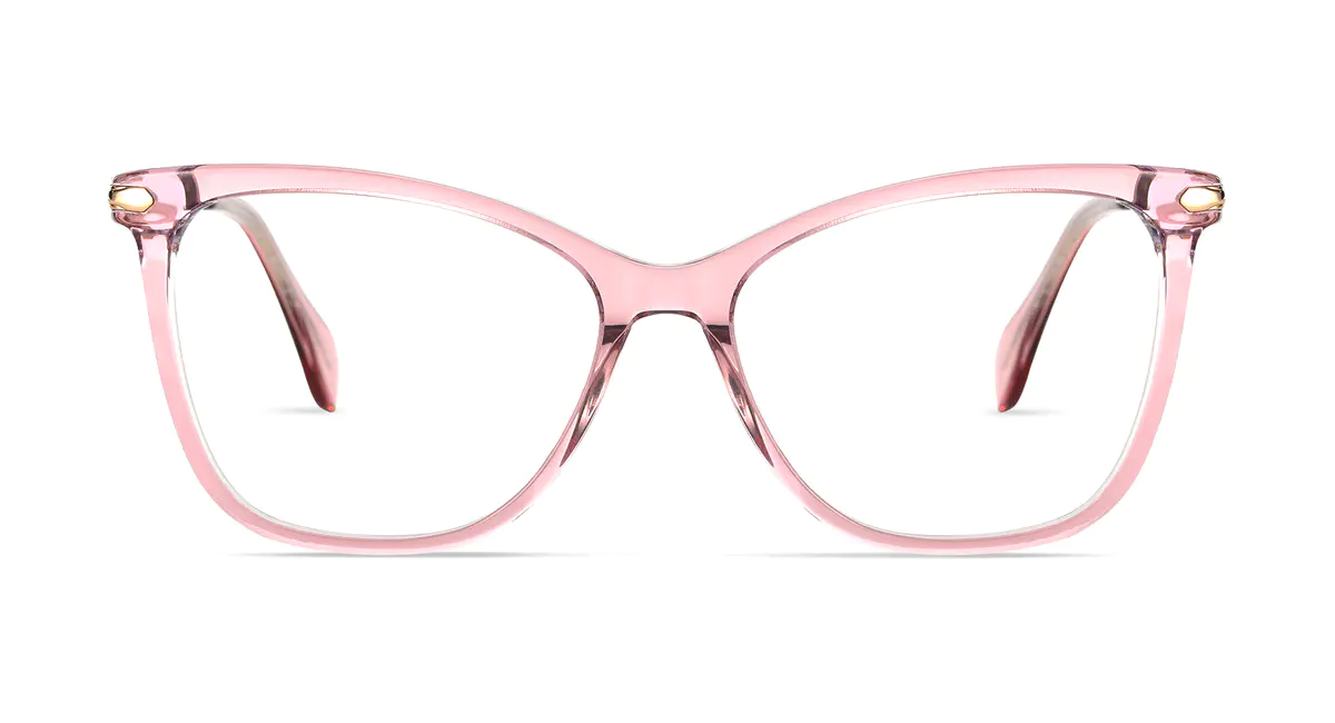 Oval Transparent Pink Eyeglasses