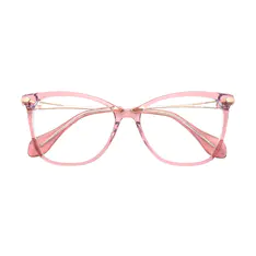 Oval Transparent Pink Eyeglasses