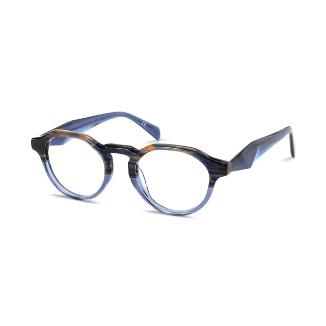 Oval Transparent Blue Eyeglasses
