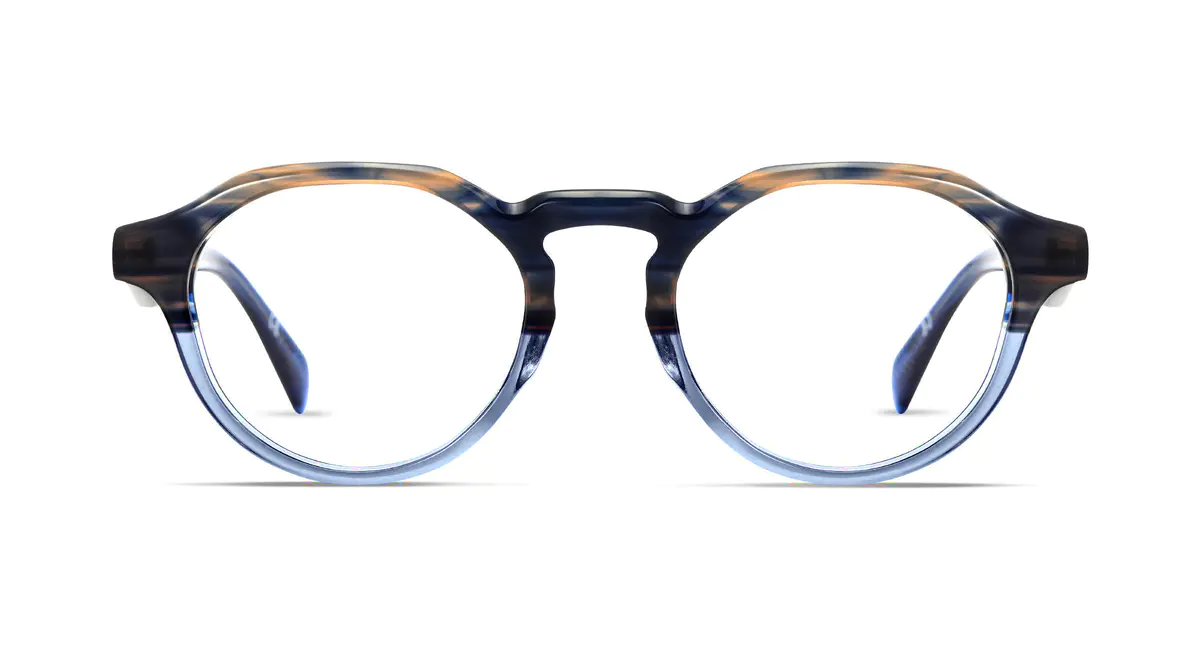Oval Transparent Blue Eyeglasses