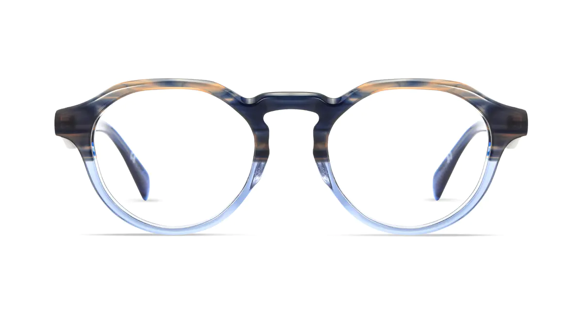 Oval Transparent Blue Eyeglasses