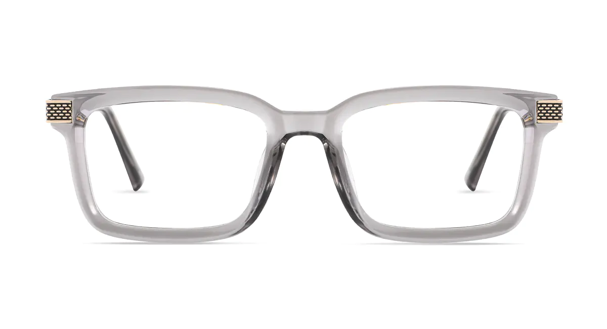 Rectangle Transparent Gray Eyeglasses