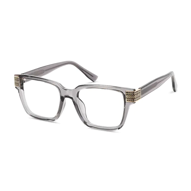 Rectangle Transparent Gray Eyeglasses
