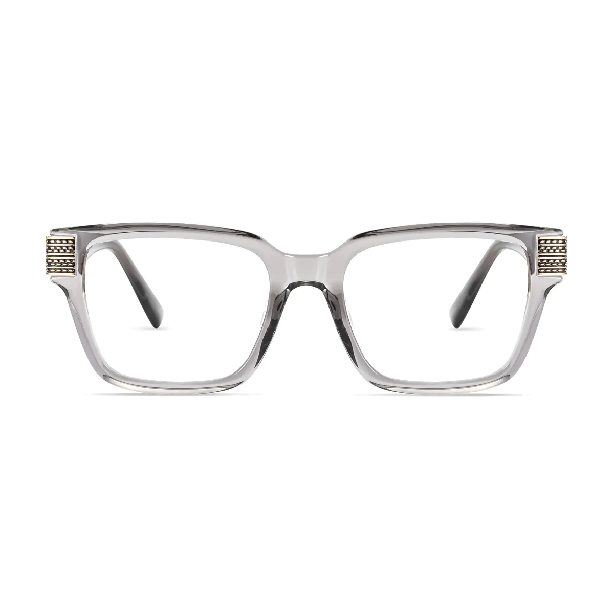 Rectangle Transparent Gray Eyeglasses