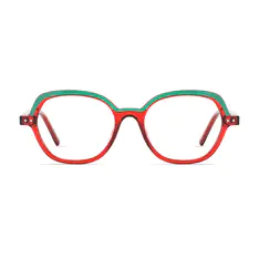 Oval Transparent Red/Green Eyeglasses
