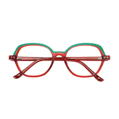 Oval Transparent Red/Green Eyeglasses