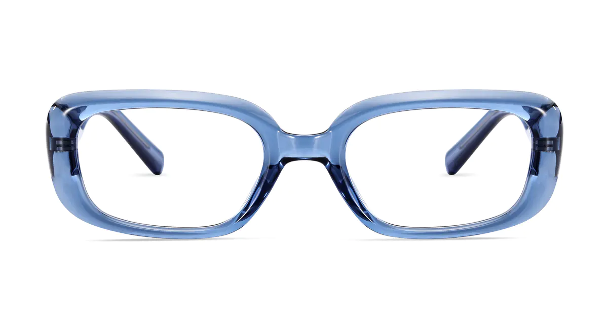 Oval Transparent Blue Eyeglasses