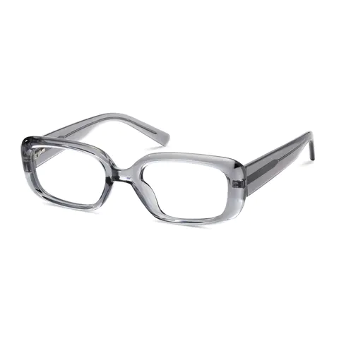 Rectangle Transparent Gray Eyeglasses