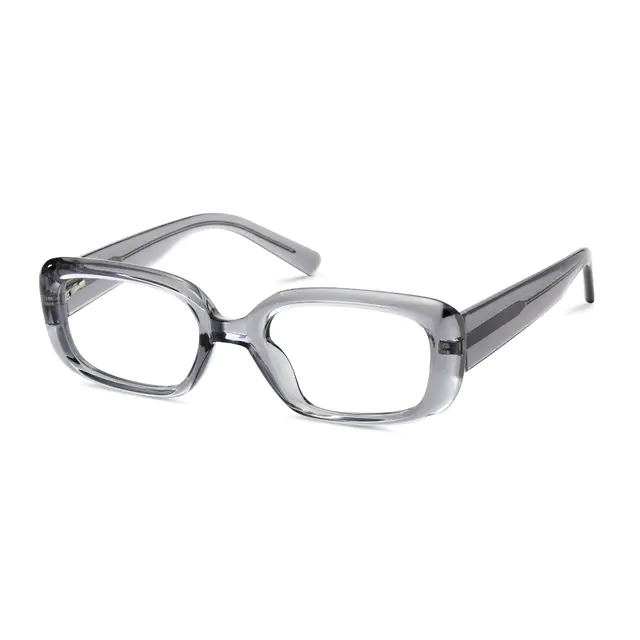 Oval Transparent Gray Eyeglasses