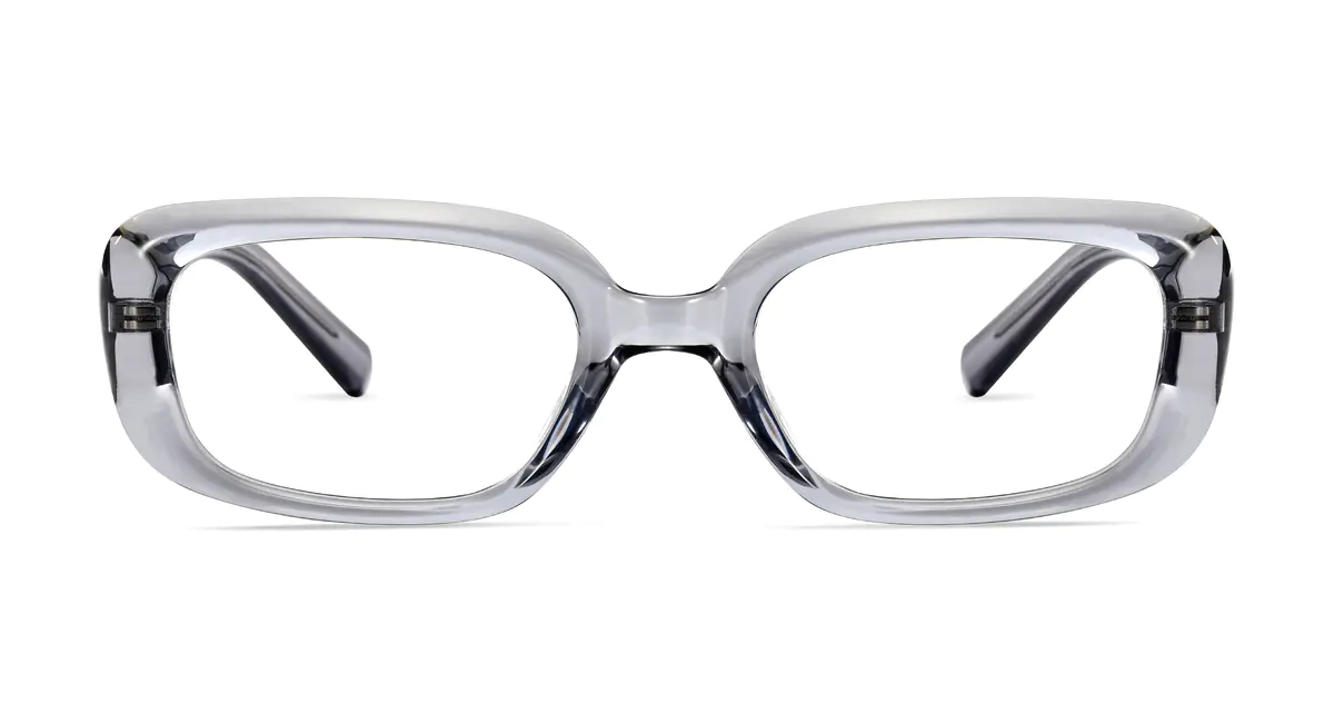 Oval Transparent Gray Eyeglasses