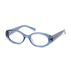 Oval Transparent Blue Eyeglasses