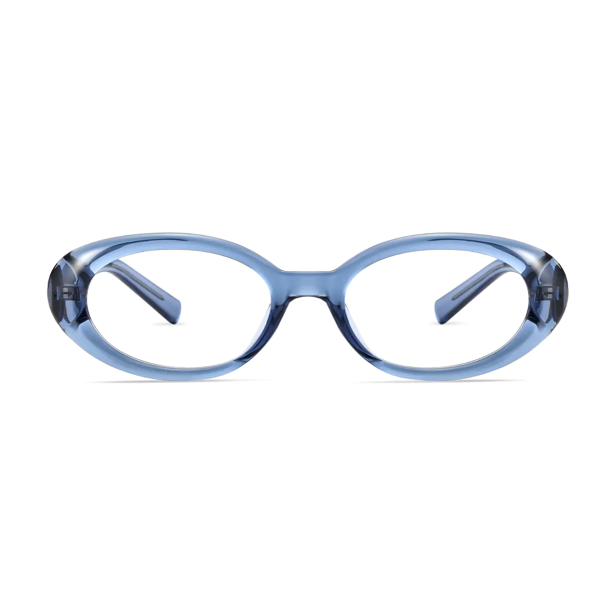 Oval Transparent Blue Eyeglasses