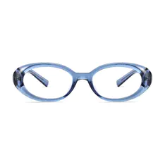 Oval Transparent Blue Eyeglasses
