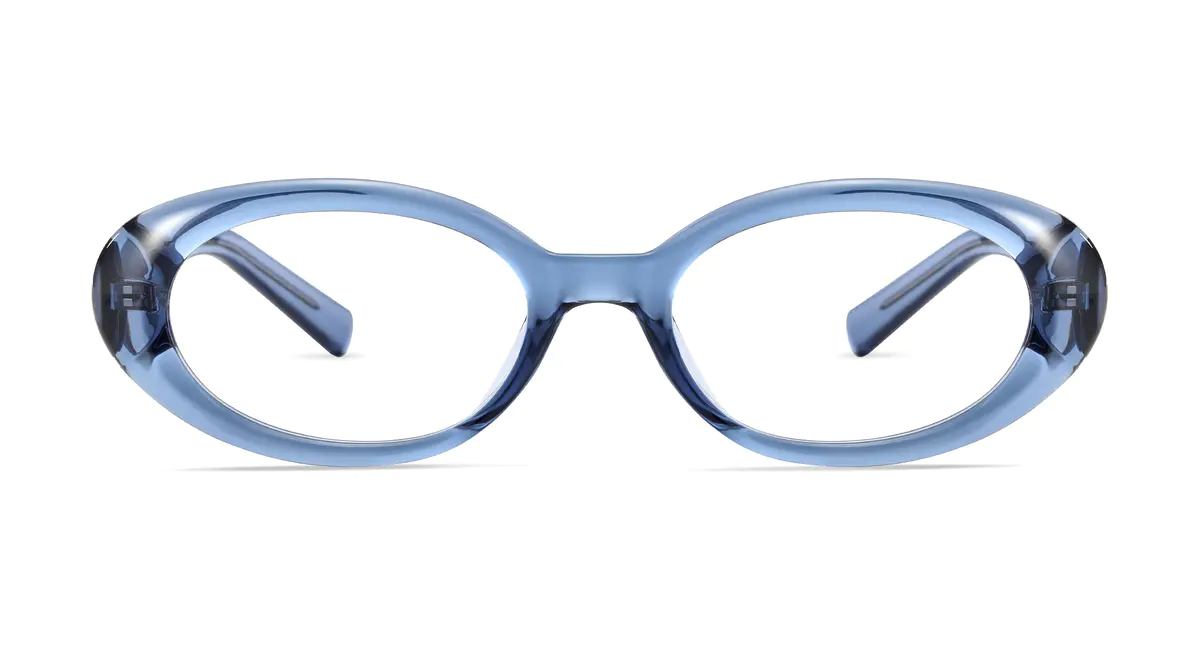 Oval Transparent Blue Eyeglasses