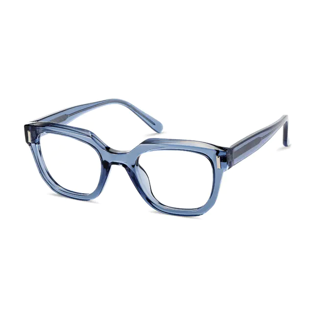Square Transparent Blue Eyeglasses
