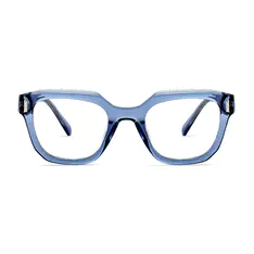 Square Transparent Blue Eyeglasses