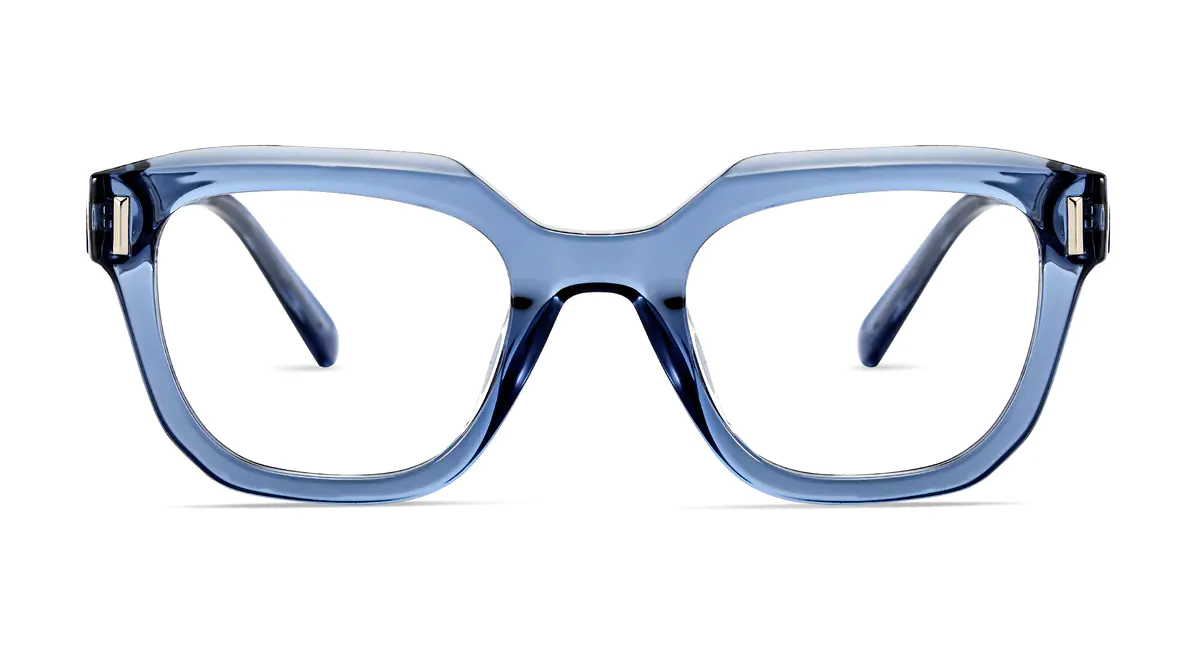 Square Transparent Blue Eyeglasses