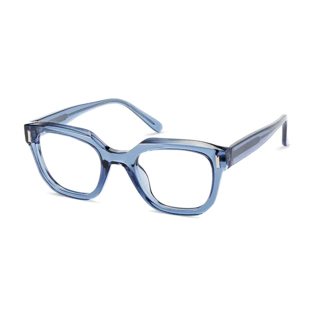 Square Transparent Blue Eyeglasses