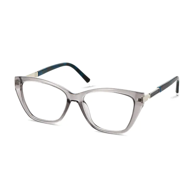 Cat-eye Transparent Gray Eyeglasses