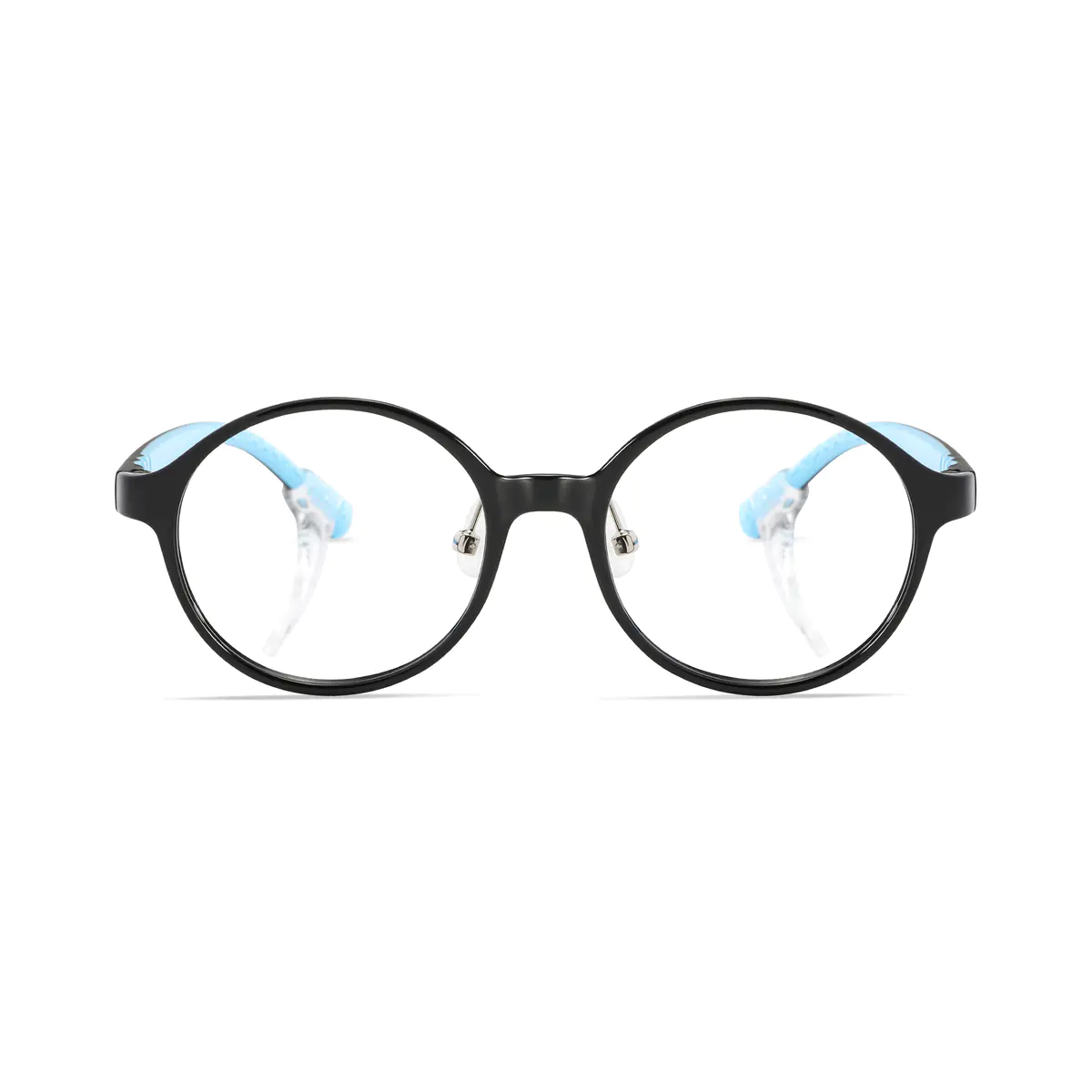 Kids' Round Black/Blue Eyeglasses