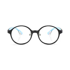 Kids' Round Black/Blue Eyeglasses