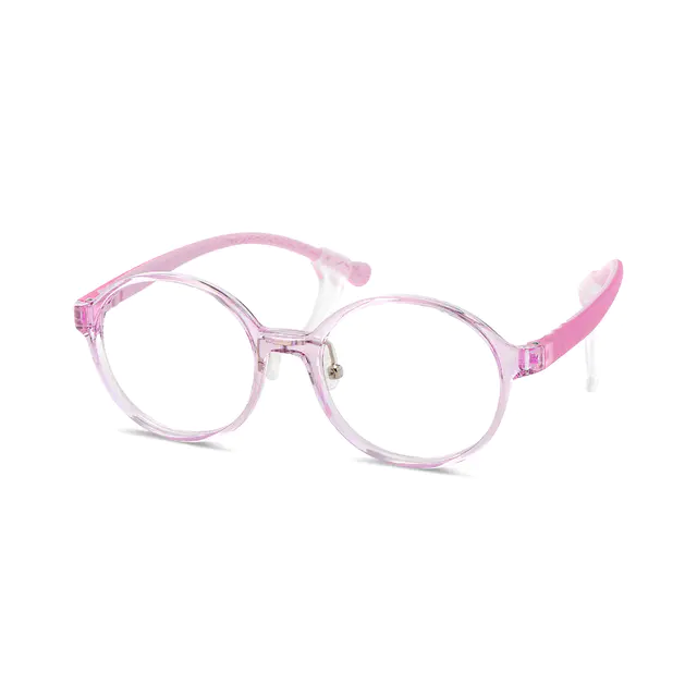 Kids' Round Transparent Pink Eyeglasses
