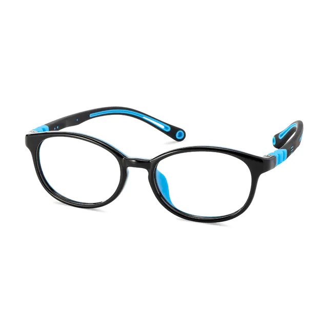 Kids'  Oval Black/Blue Eyeglasses