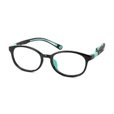 Kids' Oval Black/Green Eyeglasses