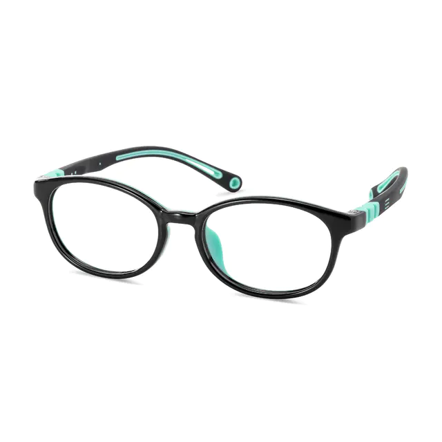 Kids'  Oval Black/Green Eyeglasses