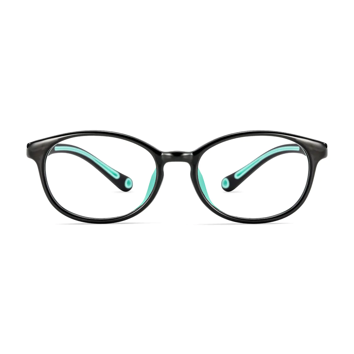 Kids' Oval Black/Green Eyeglasses