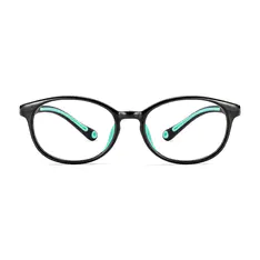 Kids' Oval Black/Green Eyeglasses