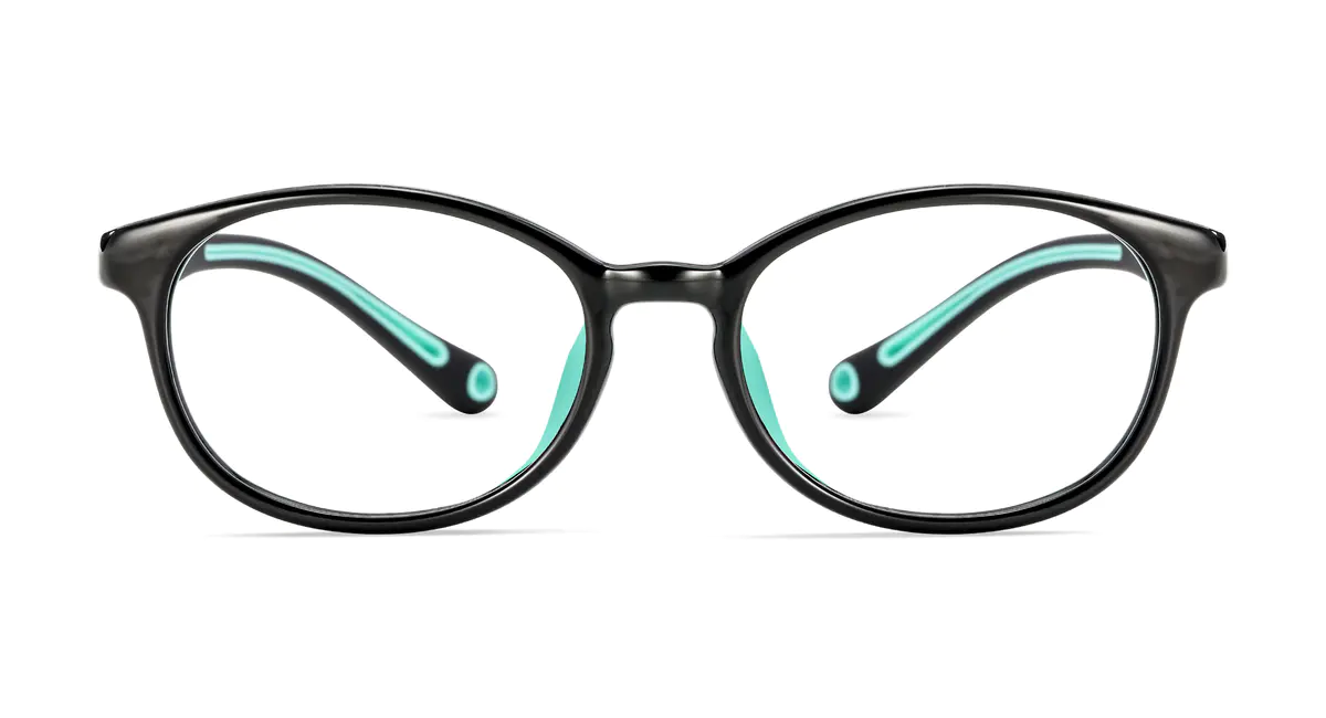 Kids'  Oval Black/Green Eyeglasses
