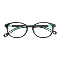 Kids' Oval Black/Green Eyeglasses