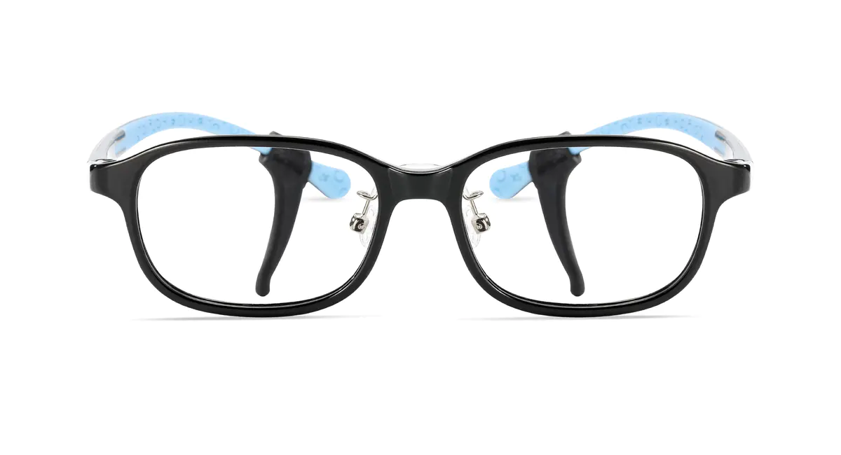 Kids' Rectangle Black/Blue Eyeglasses