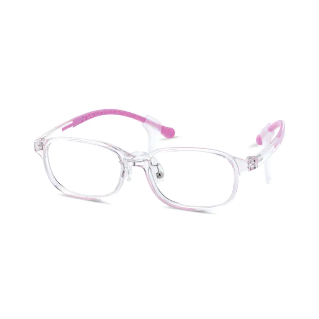 Kids' Rectangle Transparent Purple  Eyeglasses