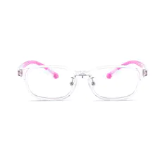 Kids' Rectangle Transparent Purple  Eyeglasses