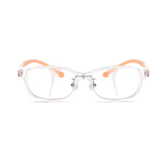 Kids' Rectangle Transparent Orange Eyeglasses