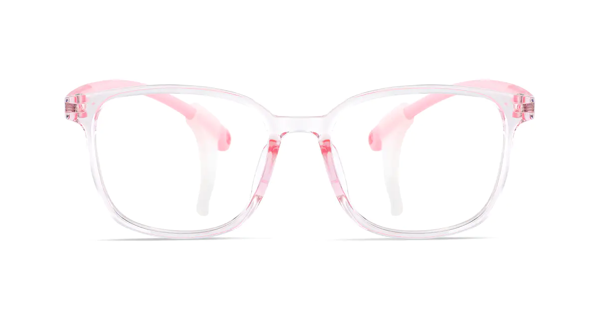 Kids' Square Transparent Pink Eyeglasses
