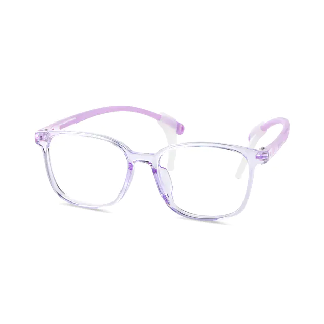 Kids' Square Transparent Purple Eyeglasses