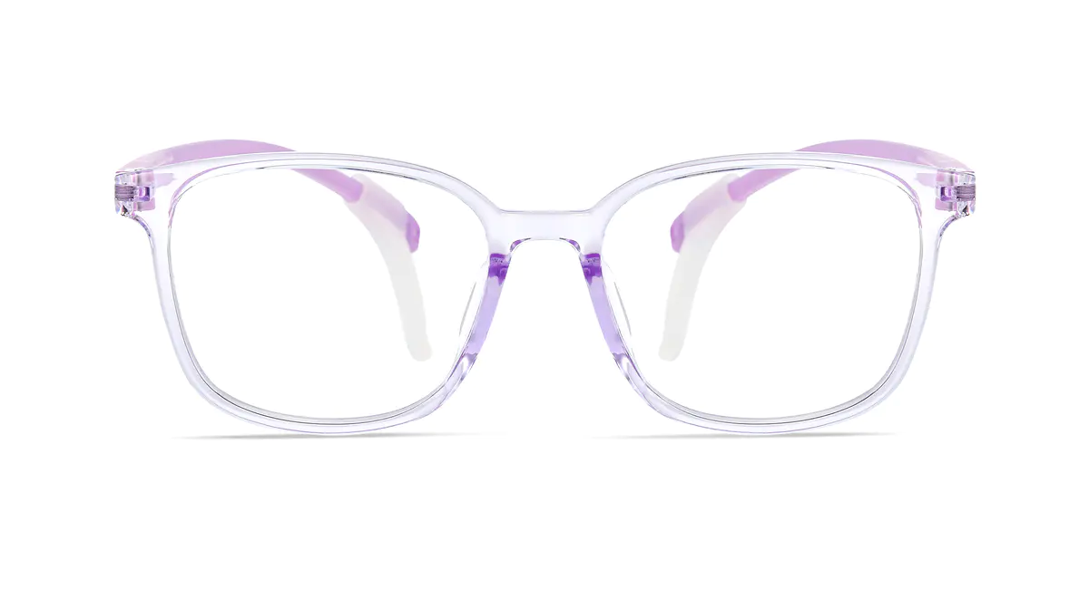 Kids' Square Transparent Purple Eyeglasses