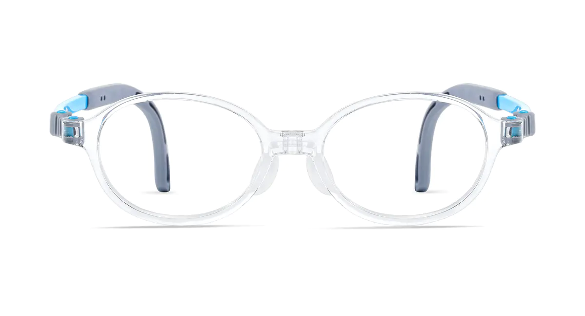 Kids'  Oval Transparent Blue Eyeglasses