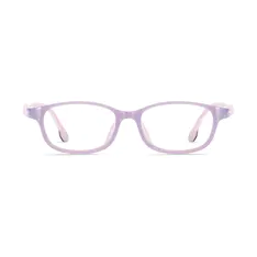 Kids' Rectangle Transparent Purple Eyeglasses