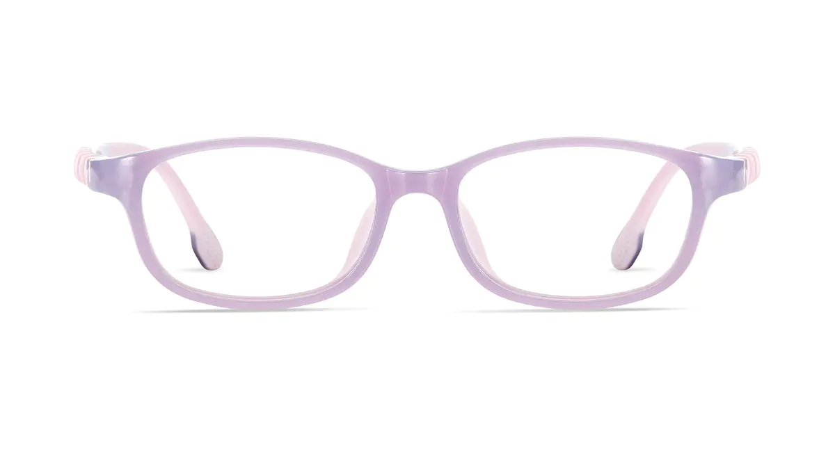 Kids' Rectangle Transparent Purple Eyeglasses