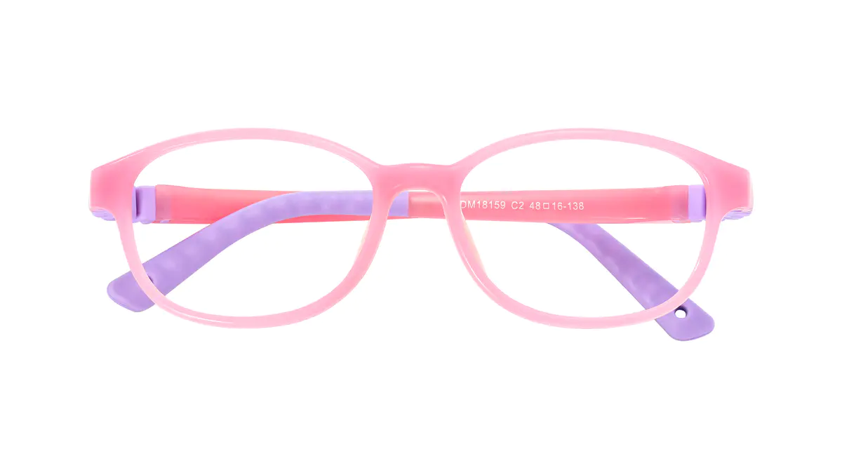 Kids'  Rectangle Transparent Pink Eyeglasses