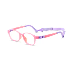 Kids' Rectangle Transparent Pink Eyeglasses