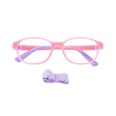Kids' Rectangle Transparent Pink Eyeglasses