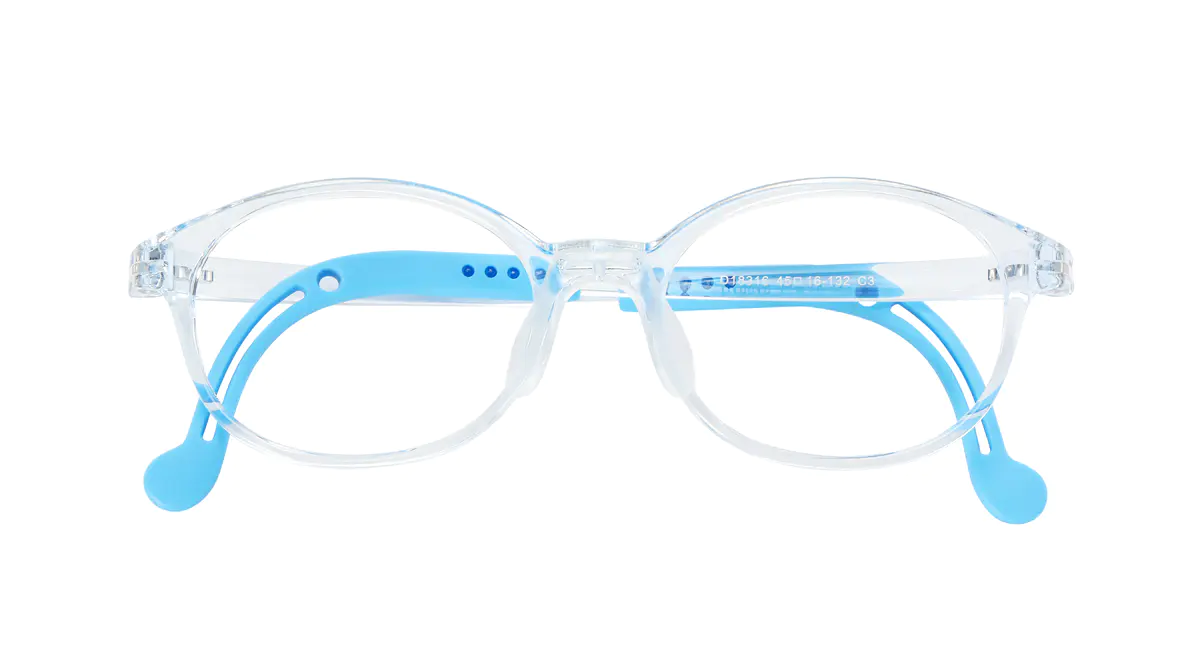Kids' Oval Transparent Blue Eyeglasses